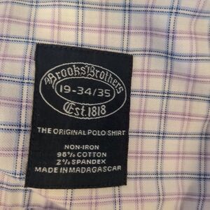 BROOKS BROTHERS Dress Shirt 19 - 34/35  Checks No Iron Stretch